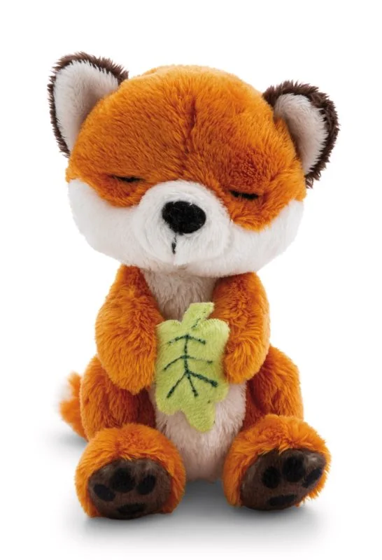 NICI Kuscheltier Fuchs mit Blatt 12 cm im grünen Körbchen