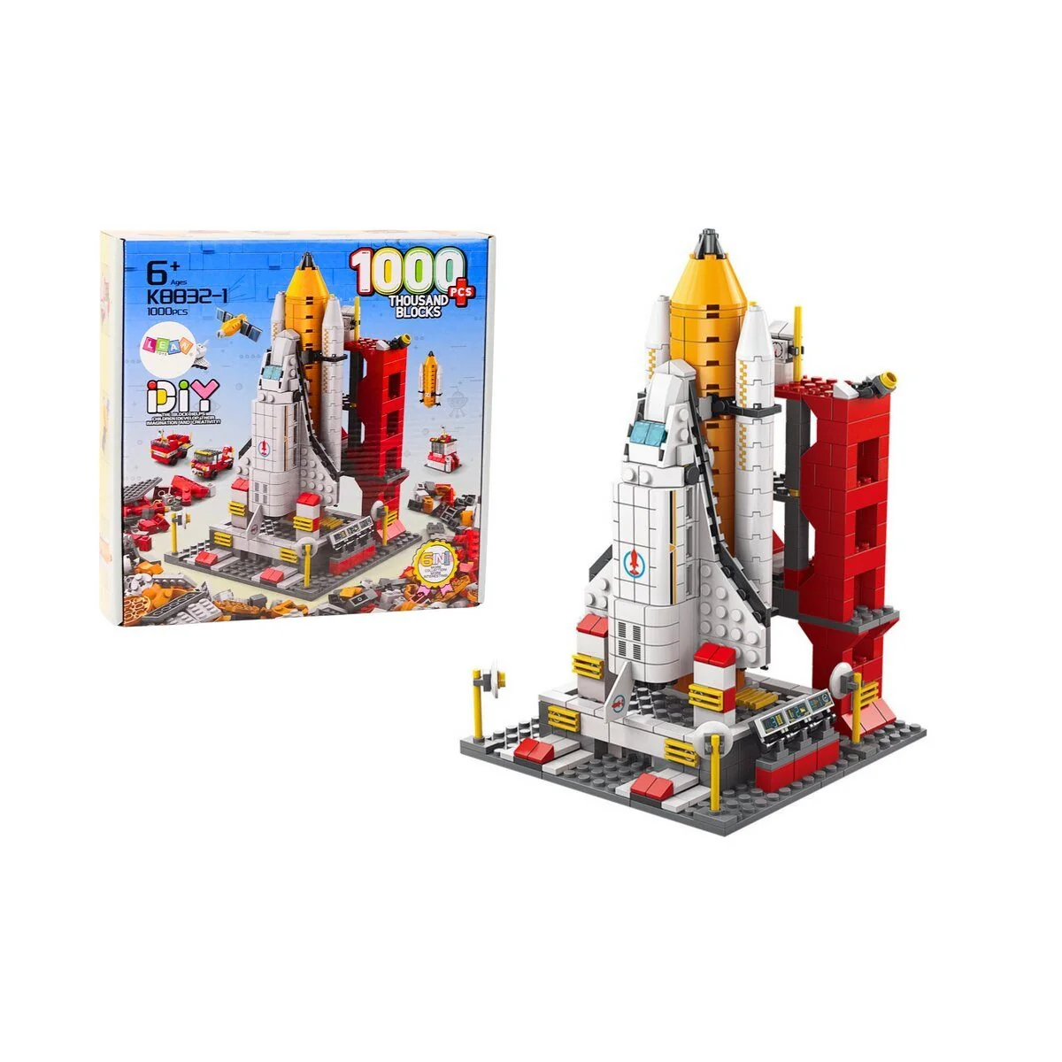 WISAM Bausteine Weltraumrakete 6-in-1 Raumfahrzeuge 1000 Teile