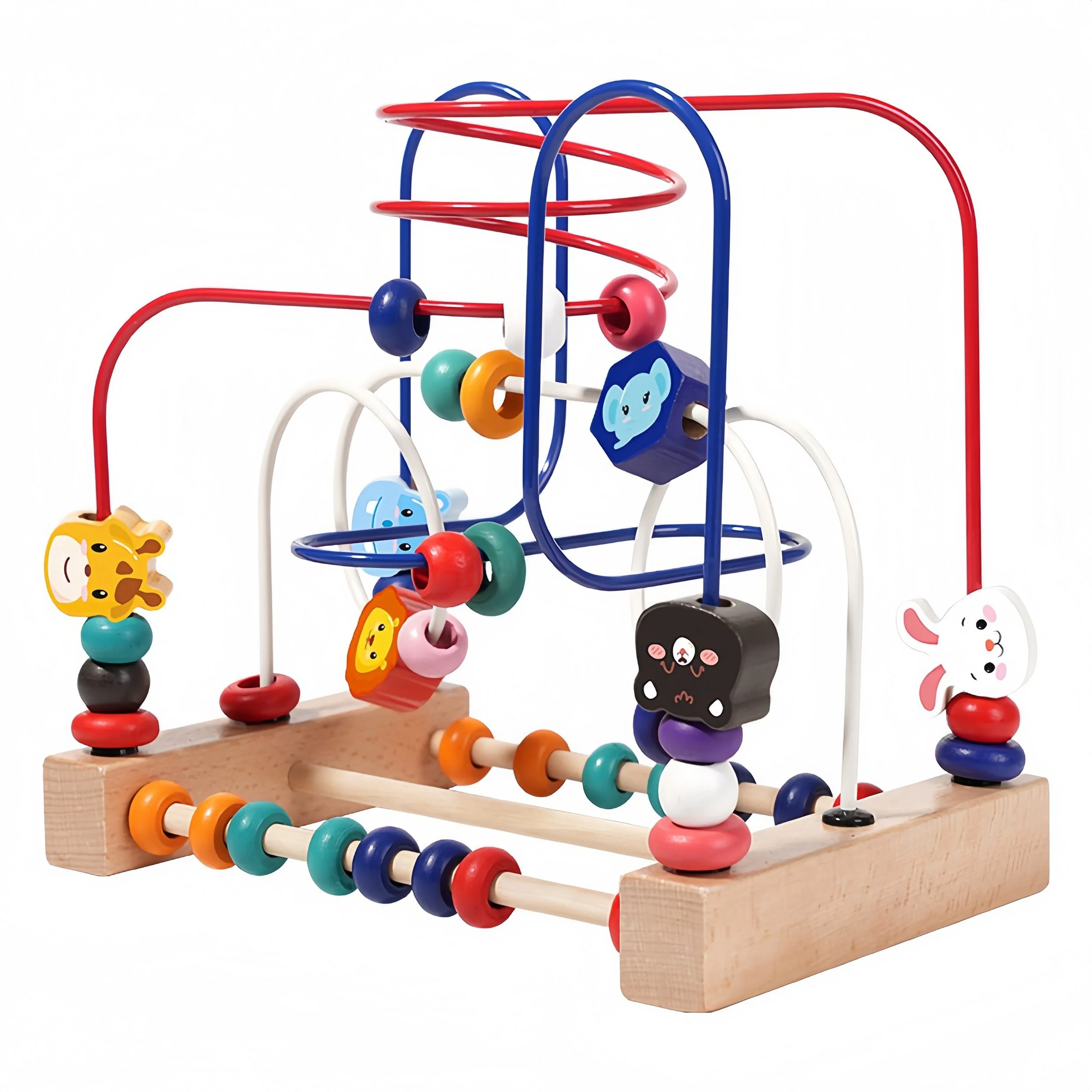 FOUORTUNATE-BEE 3-in-1 Holz-Motorikwürfel Perlenlabyrinth für Kinder
