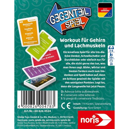 NORIS Gegenteil Kartenspiel Gesellschaftsspiel für die Familie