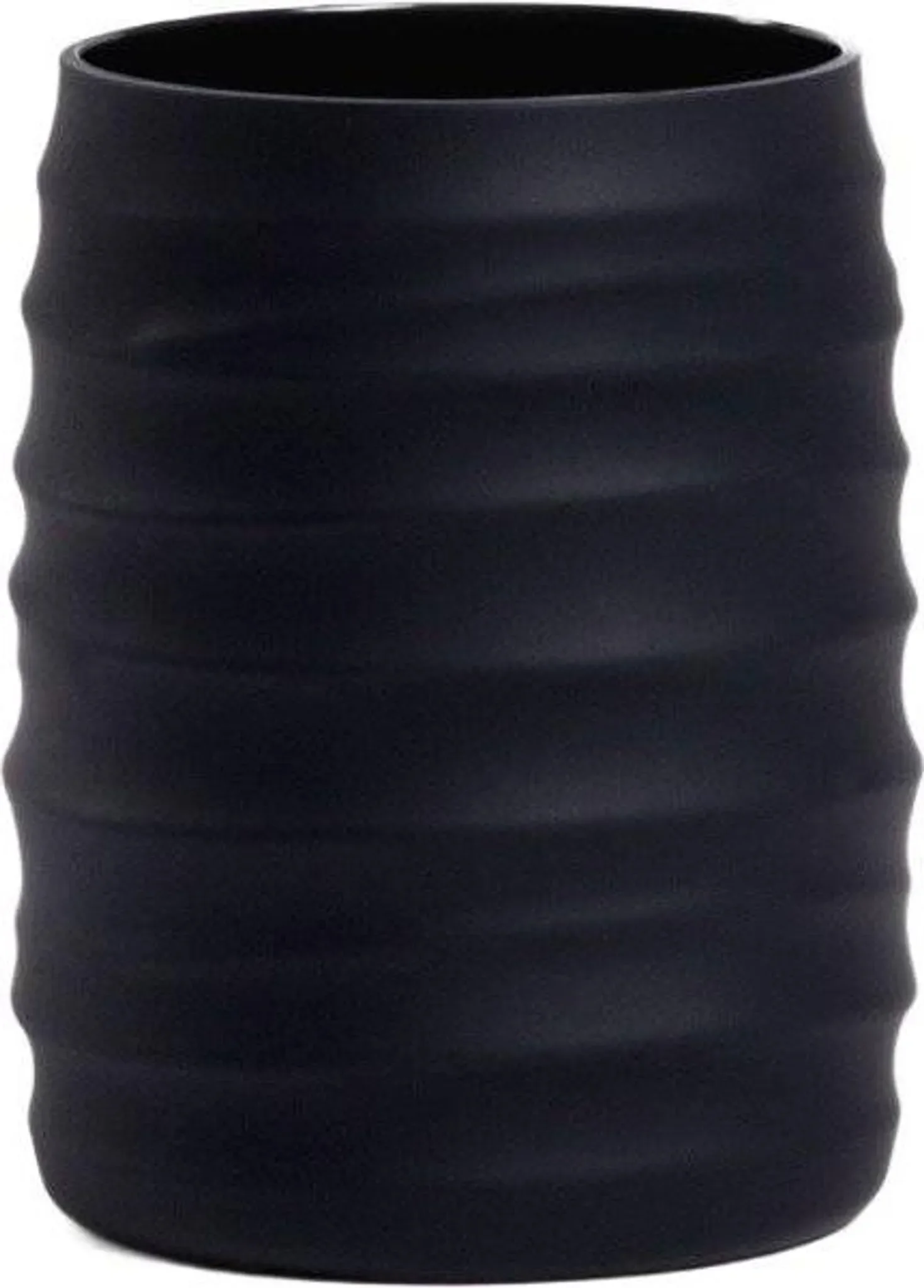 Badezimmerbecher TORUS – schwarz mit Prägung, 8,2 × 8,2 × 11 cm