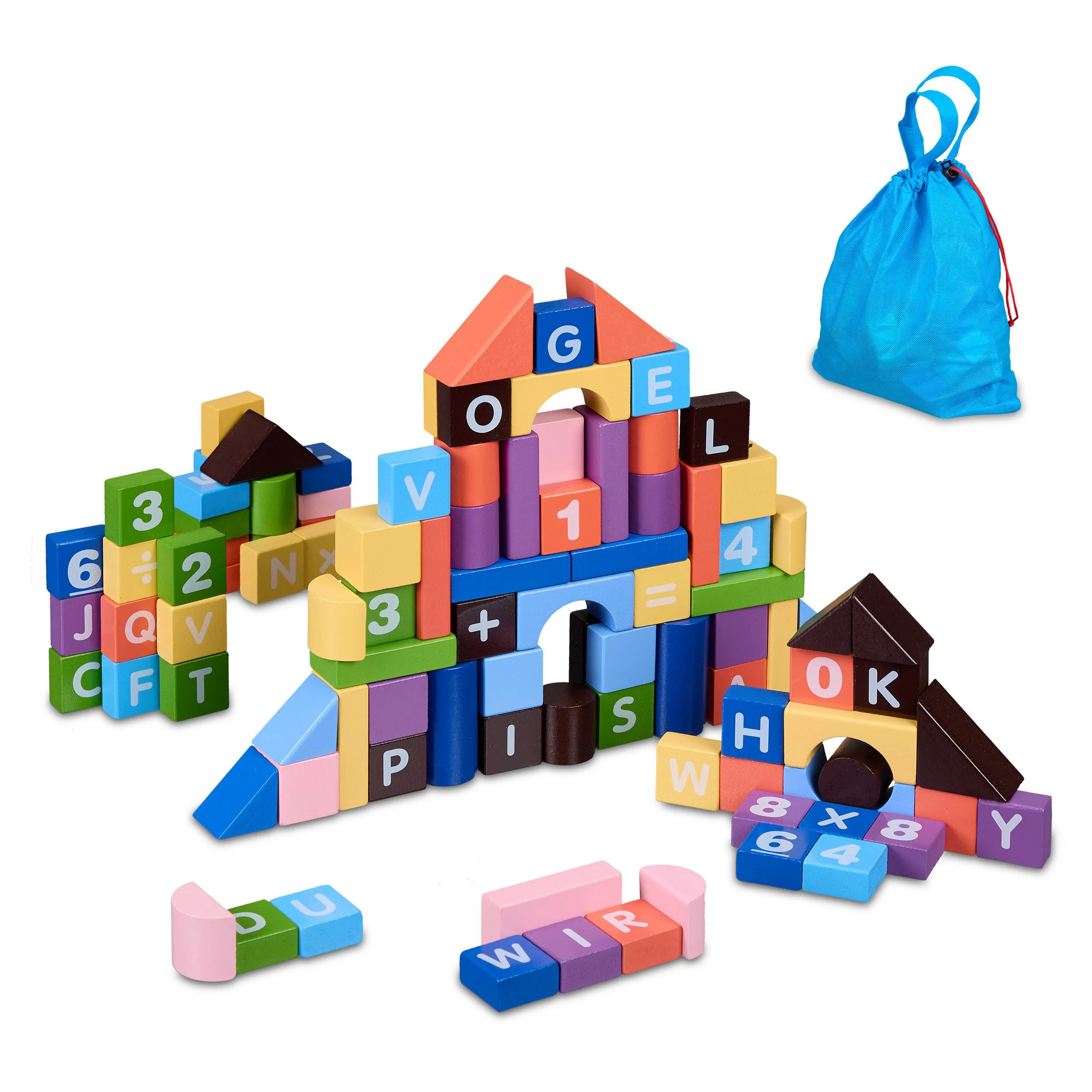 Relaxdays Bunte Spielbausteine Set Bauklötze Konstruktionsspielzeug