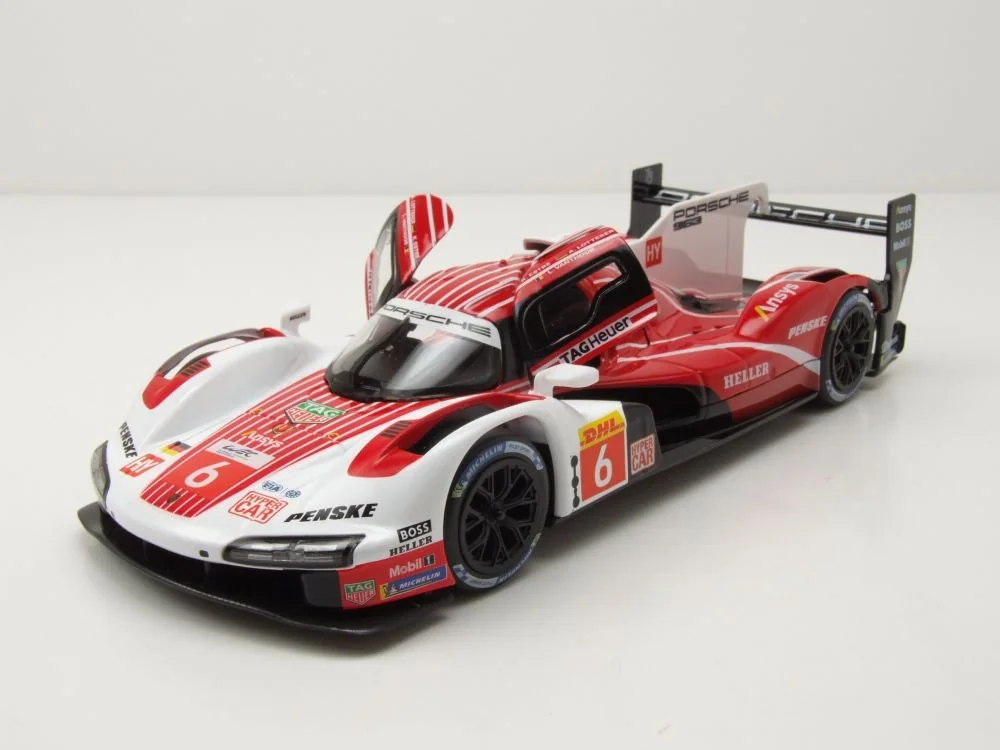 BBURAGO Modellauto Porsche 963 Penske Nr 6 Le Mans 2024 weiß rot
