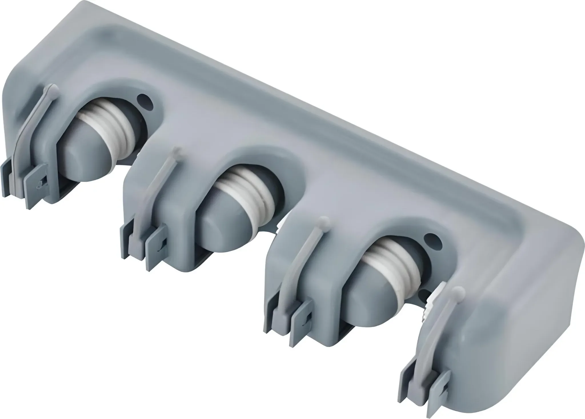 Besenhalter Wandhalterung mit 3 Greifern & 4 Haken – Grau