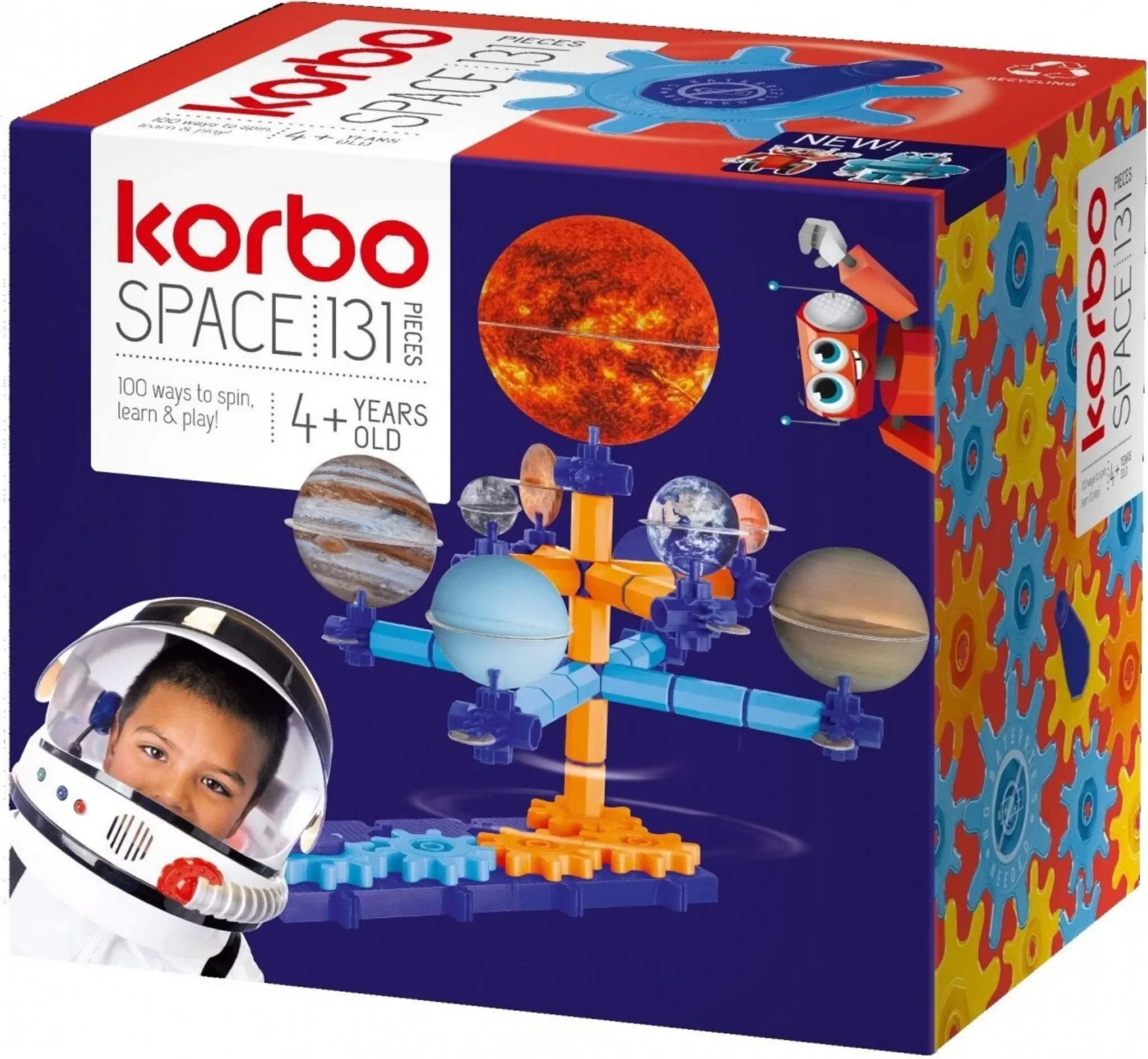 Korbo Bauset 131 Teile Rover Rakete Sonnensystem Zahnräder 2 Roboter