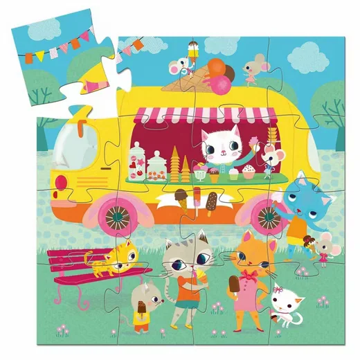 DJECO Puzzle Eiswagen 16 Teile Kinderpuzzle