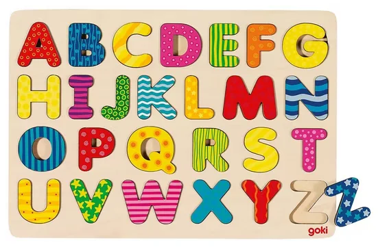 Goki Alphabet Steckpuzzle aus Holz Lernpuzzle Vorschule Schule