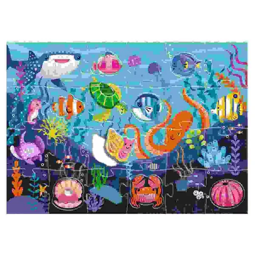 DJECO Puzzle Tactilo Meer Tastpuzzle 24+8 Teile für Kinder