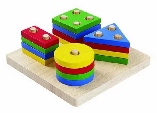 PLANTOYS Sortierbrett Geometrische Formen Motorik Lernspielzeug Holz