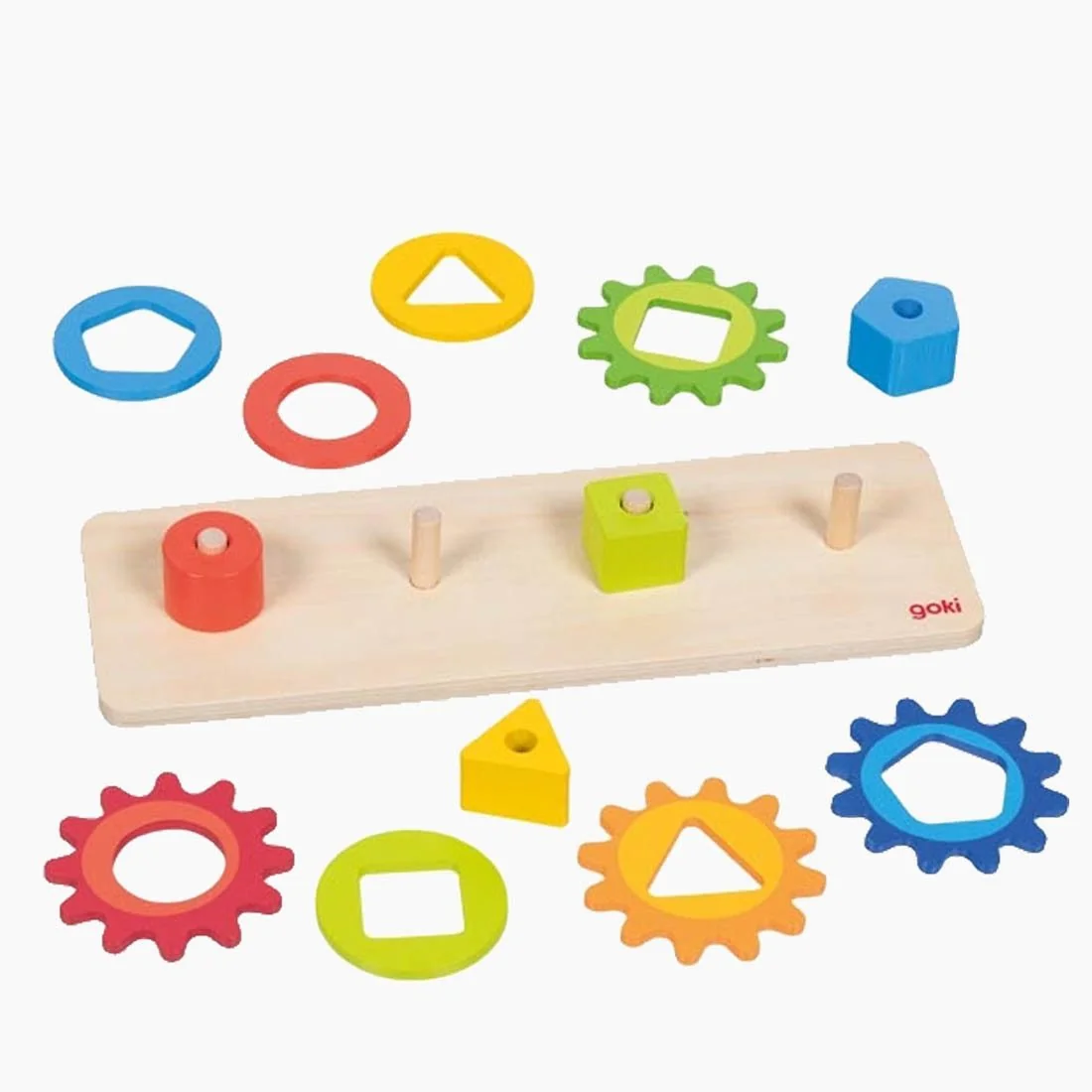 Goki Lernspielzeug Sortierspiel Formen mit Zahnrädern für Kinder