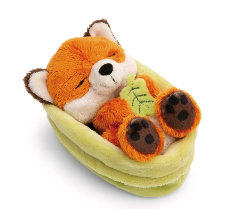 NICI Kuscheltier Fuchs mit Blatt 12 cm im grünen Körbchen