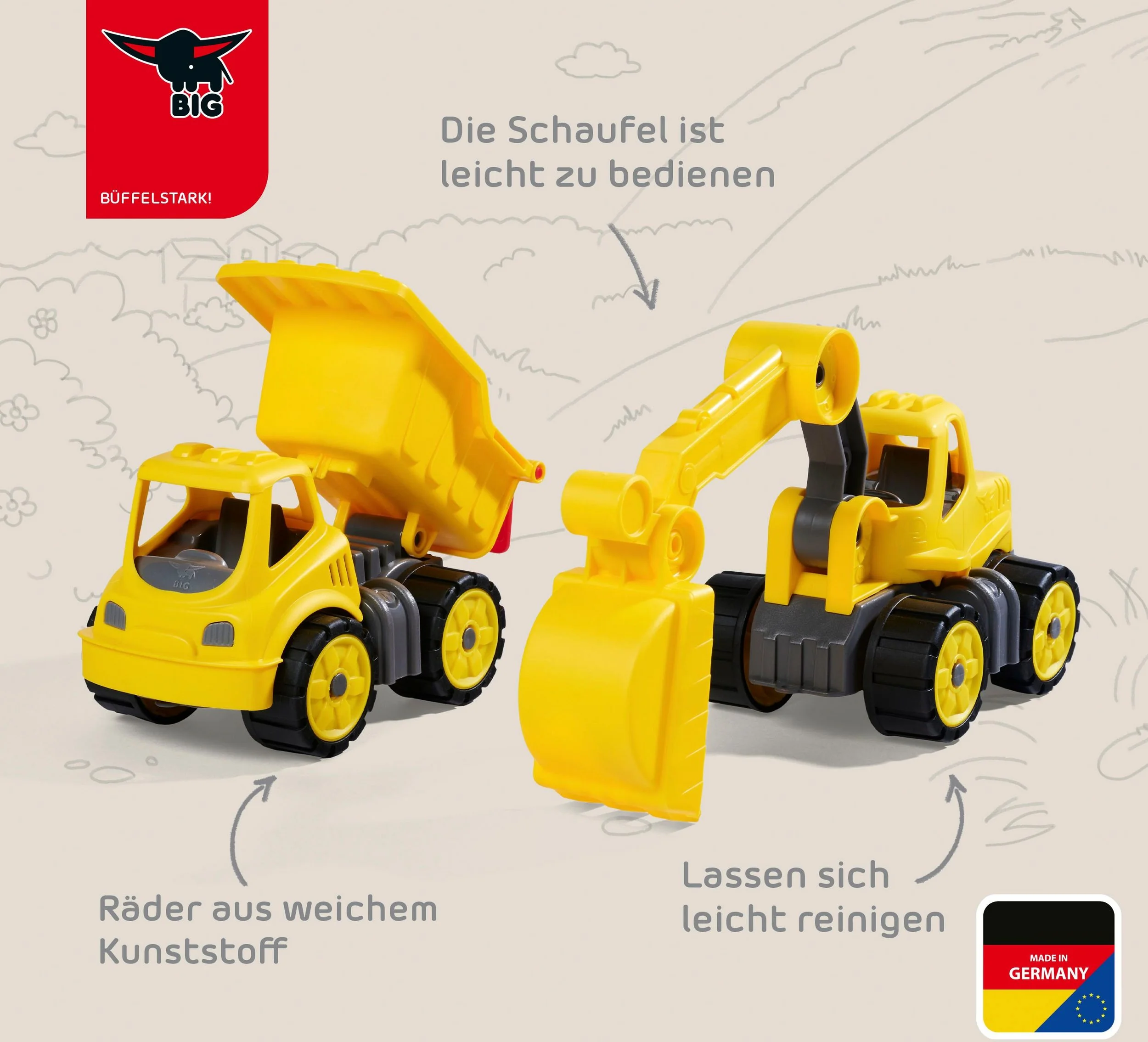 BIG Power-Worker Mini Spielzeug-Baumaschine Baufahrzeug