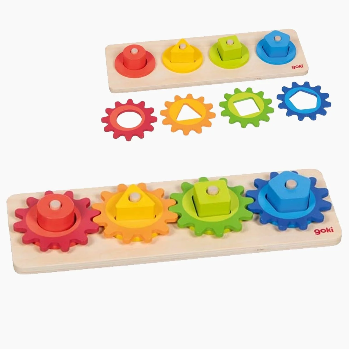 Goki Lernspielzeug Sortierspiel Formen mit Zahnrädern für Kinder