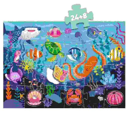 DJECO Puzzle Tactilo Meer Tastpuzzle 24+8 Teile für Kinder
