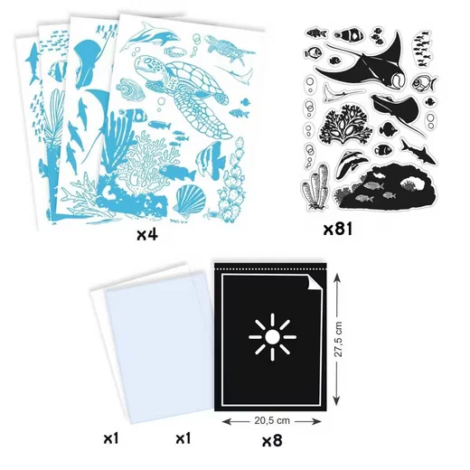 DJECO Kreativset Workshop Blaudruck Meer - Bastelset für Kinder