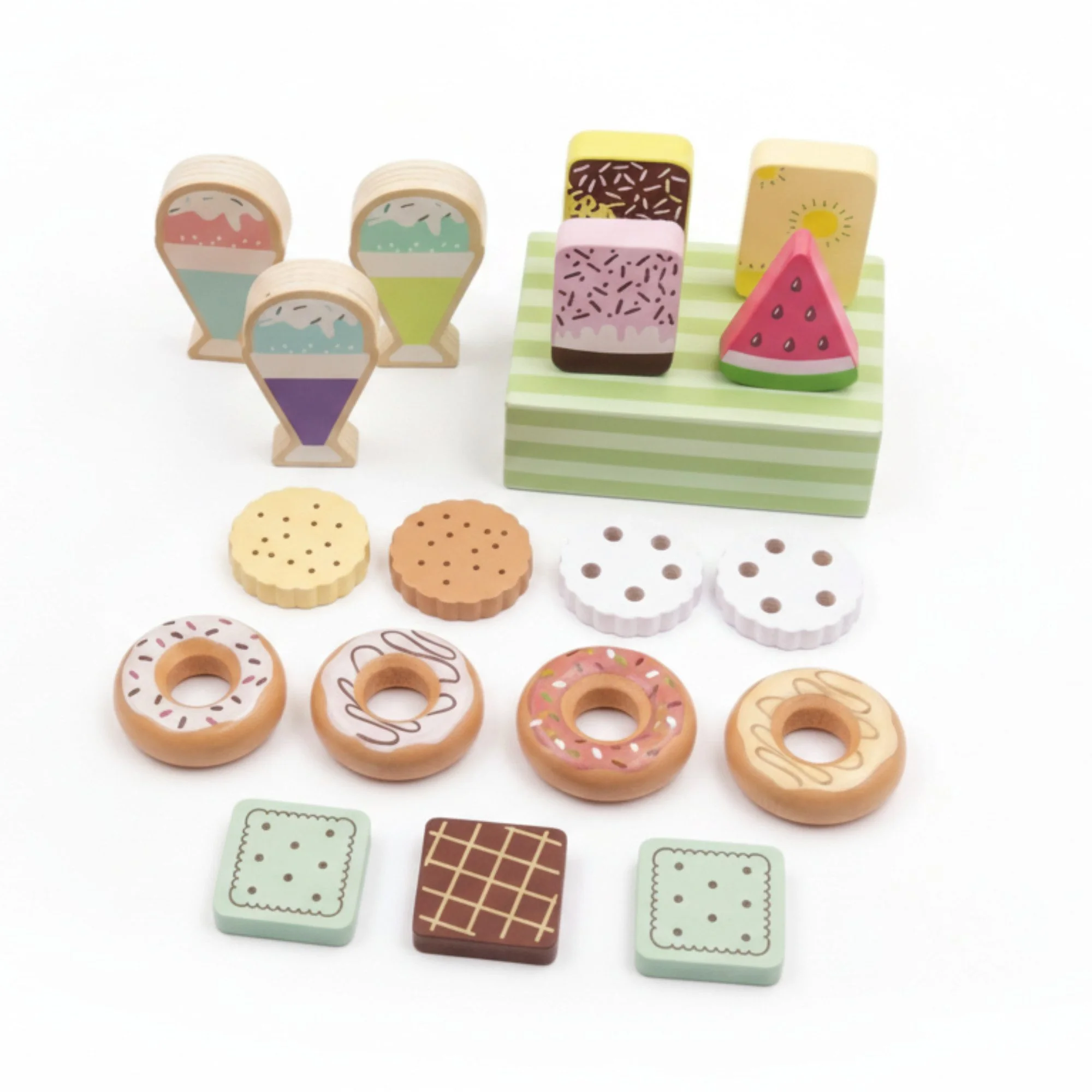 MAMABRUM Spielküche Holz Konditorei Spielset 19 Teile für Kinder
