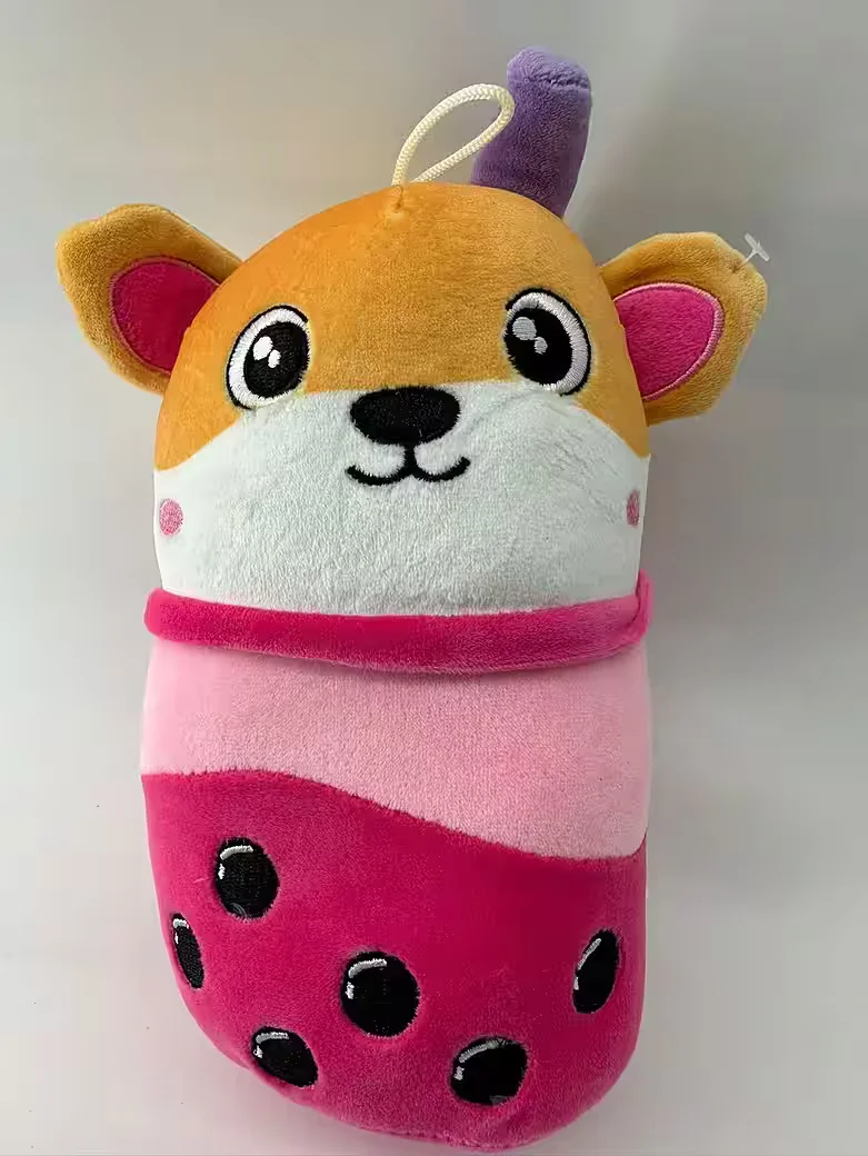SOMA Bubble Tea Kuscheltier Hund oder Bär Pink Orange 20 cm Plüschtier