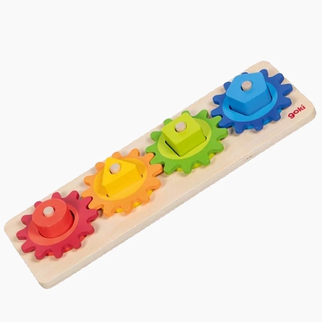 Goki Lernspielzeug Sortierspiel Formen mit Zahnrädern für Kinder