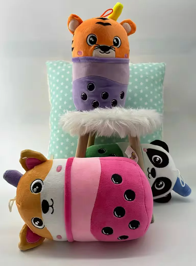 SOMA Bubble Tea Kuscheltier Hund oder Bär Pink Orange 20 cm Plüschtier
