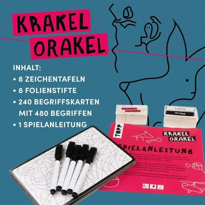 Frech Krakel-Orakel Zeichenspiel Partyspiel für Erwachsene und Kinder