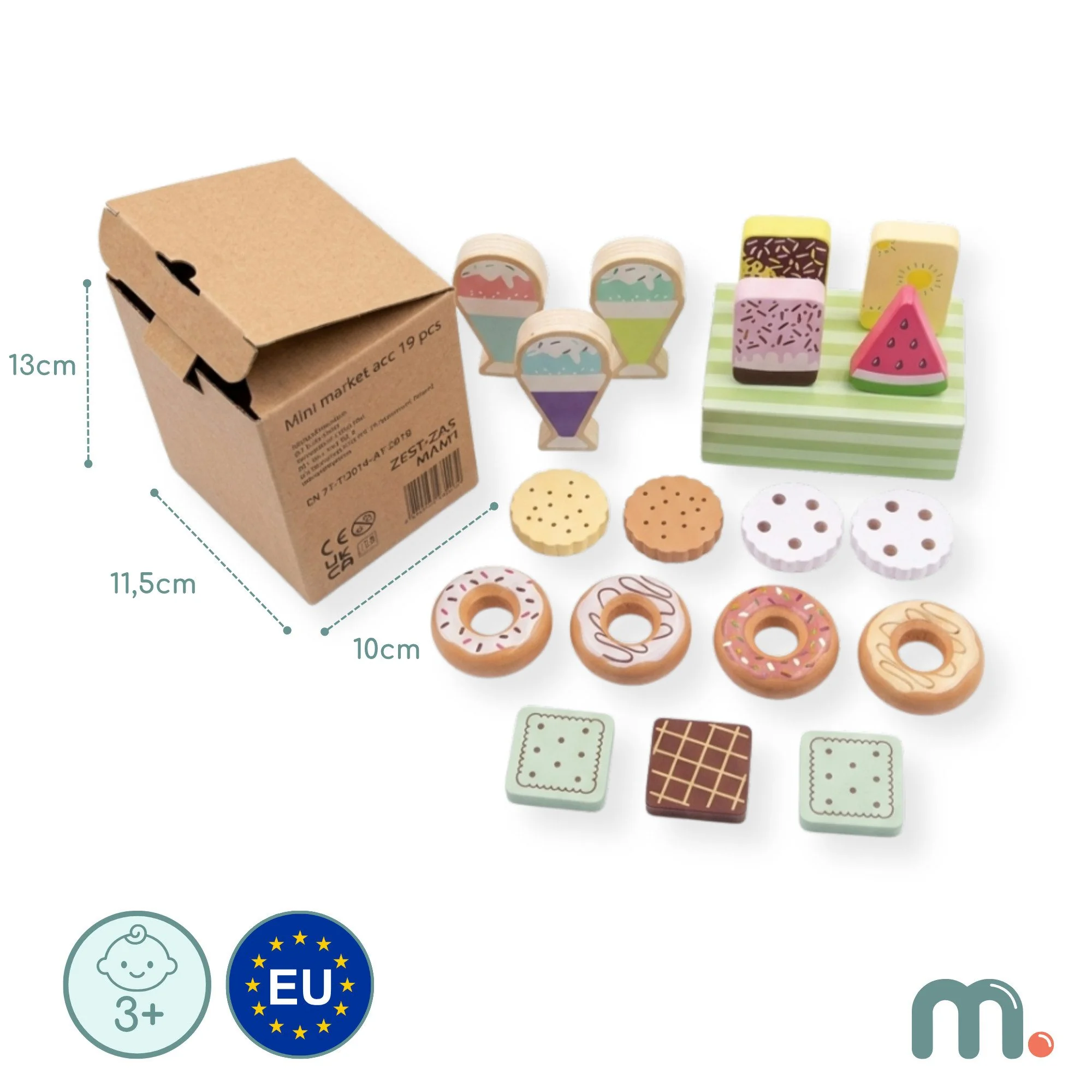 MAMABRUM Spielküche Holz Konditorei Spielset 19 Teile für Kinder