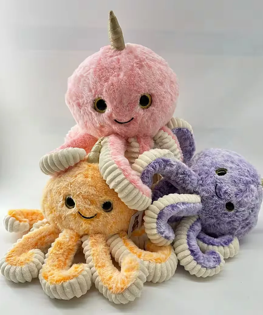 SOMA Krake Kuscheltier Oktopus Plüsch orange 30 cm für Kinder