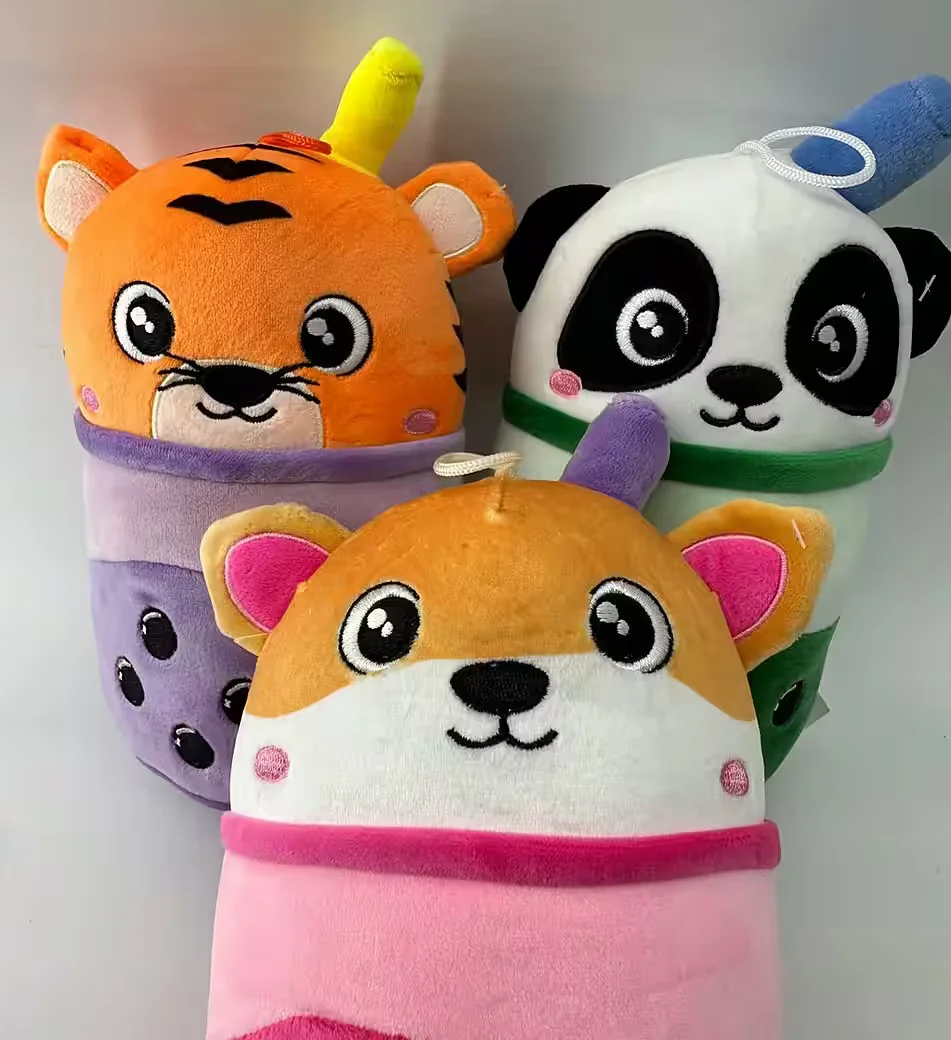 SOMA Bubble Tea Kuscheltier Hund oder Bär Pink Orange 20 cm Plüschtier