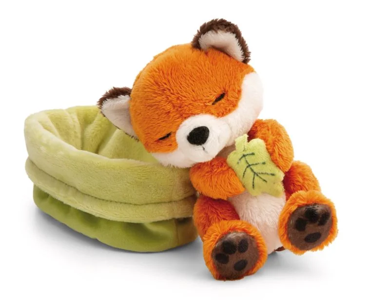 NICI Kuscheltier Fuchs mit Blatt 12 cm im grünen Körbchen