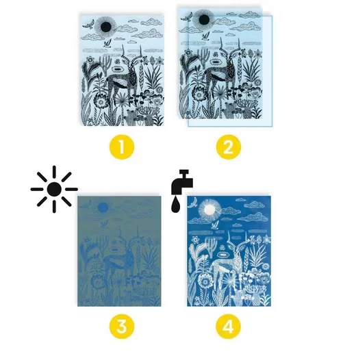DJECO Kreativset Workshop Blaudruck Savanne bei Nacht für Kinder