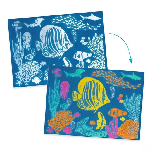 DJECO Kreativset Workshop Blaudruck Meer - Bastelset für Kinder