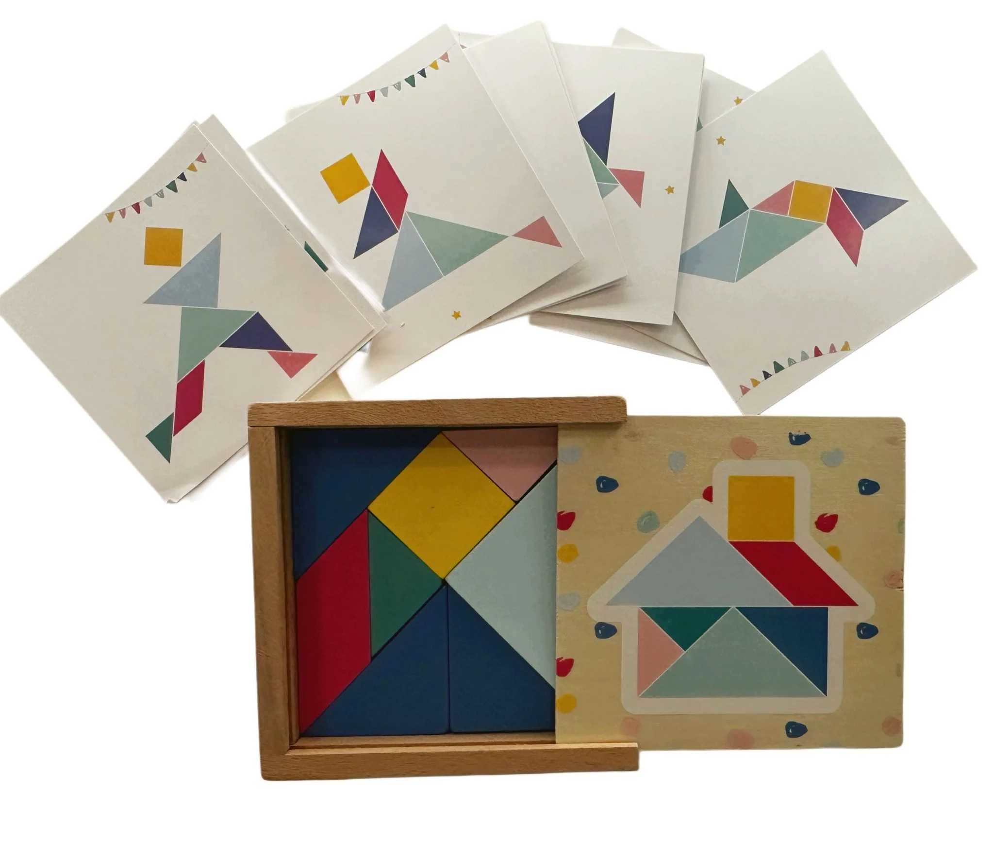 Holz Lernspiel Set – Zahlen, Uhrzeit oder Tangram (Auswahl)