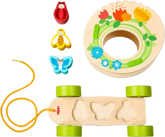 HABA Nachziehspielzeug Blumenwiese für Babys und Kleinkinder