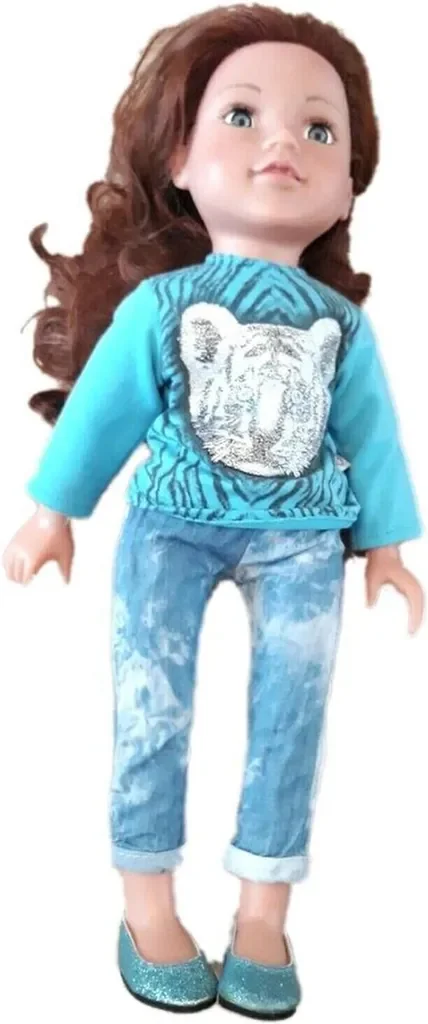 Chad Valley DesignaFriend Puppe Chloe 46 cm blau Tiger TShirt Schuhe
